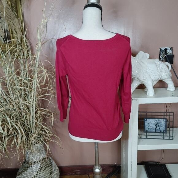 Merona Size Small S Red Button Up Sweater Frill Long Sleeve Chic Cute Classic - Picture 2 of 10